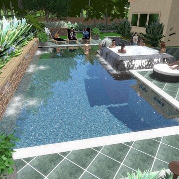 Backyard pool design presented in 3D