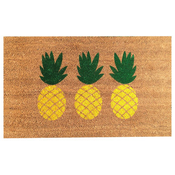 Hand Painted "Pineapple" Doormat, Yellow, No Border