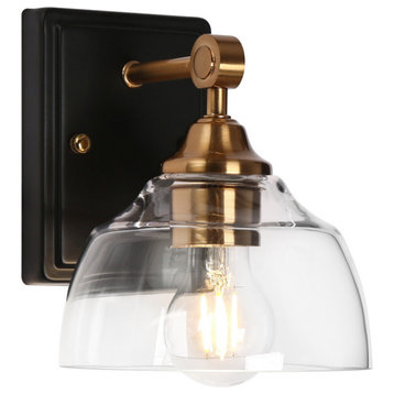 LNC 7.5" W 1-Light Matte Black and Polished Gold Dome Modern LED Wall Sconce