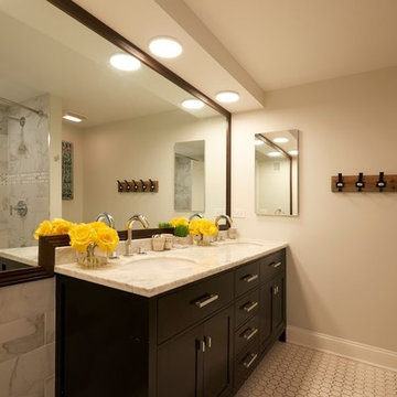 Modern Bathroom with Double Vanity and Walk-In Shower