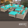 Monterey 13 Piece Outdoor Wicker Patio Furniture Set, Aruba