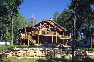 Inspiration for a brown one-story exterior home remodel in Other