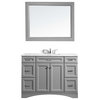 Naples Vanity in Gray with Carrara White Marble Countertop, 48", With Mirror