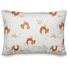 Rooster Pattern in Red and Green Throw Pillow