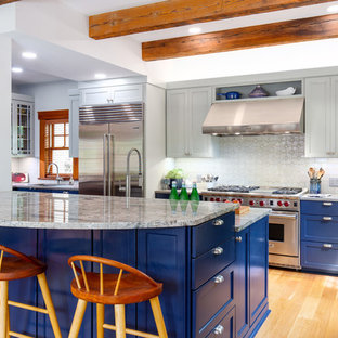 75 Beautiful Craftsman Kitchen With Blue Cabinets Pictures