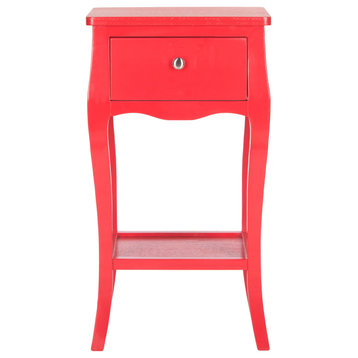 Elma End Table With Storage Drawer Red