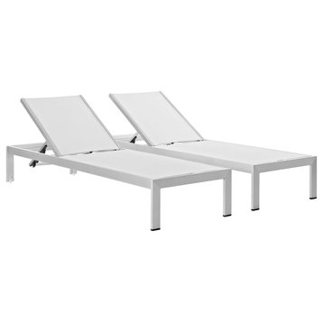 Shore Chaise Outdoor Aluminum, Set of 2, Silver White
