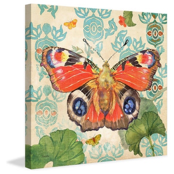 "European Peacock Butterfly" Painting Print on Canvas by Evelia