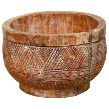 Vintage Carved Wood Rice Bowl