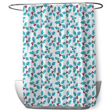 70"Wx73"L Holly Bush Shower Curtain, Turquoise
