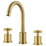 Ancona - Ancona Prima 3 Widespread Double Handle Bathroom Faucet, Brushed Titanium Gold - The Prima 3 beautifully combines the modern high-arc design with the retro-inspired cross handles. The simple yet elegant design suits both a modern or classic bathroom decor. The brushed titanium gold finish and solid brass construction is a testament to Anconaâ€™s commitment to quality at an affordable price. Pair it with an Ancona Prima 4 bathtub faucet (sold separately) to complete the look.Features:Solid brass construction with brushed titanium gold finishWidespread double handle bathroom faucetBrass quick-open valves; water flow rate: 1.2 GPM3-hole installation, accommodates customized installations between 6.2â€ and 11.8"Water inlet connectors are 12.7 mm (0.5 in.) NPT male adaptorsCertifications: CUPC, NSF 61-9, NSF 372, ASME A112.18.1-2012/CSA B125.1-12, CEC Compliant