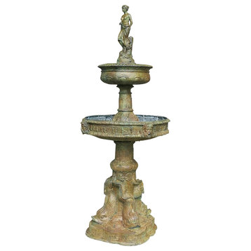 Bronze Lady on Fish Base Fountain