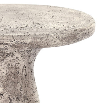 Collins 19" Concrete Outdoor Accent Table by Kosas Home , Light Grey