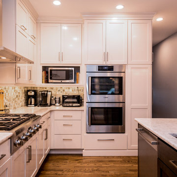 Dreamy Transitional Kitchen | Oversized Island & Custom Mosaic Backsplash