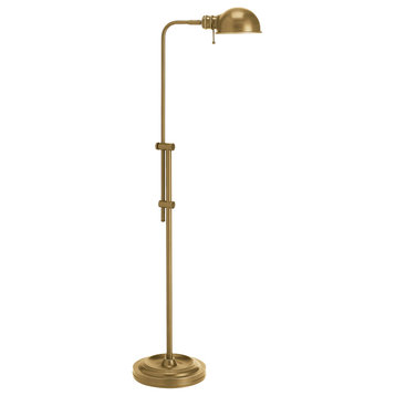 Fedora 1 Light Floor Lamp, Aged Brass