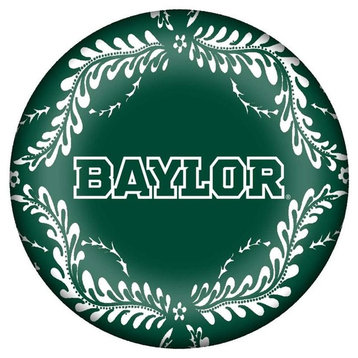 PW3114-White Baylor  on Green Provencial Paperweight