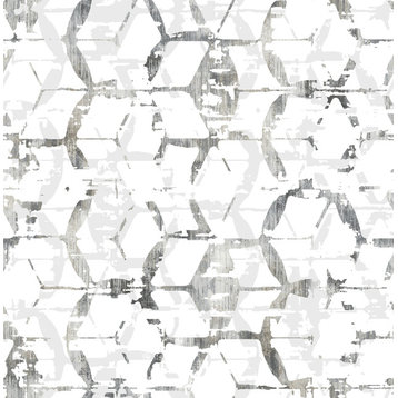 2969-26043 Augustine Black Distressed Geometric Wallpaper from A-Street Prints