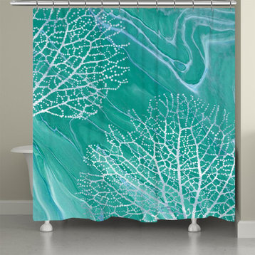 Teal Serene Coral Shower Curtain