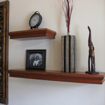 Completed Wall with Covert Floating Shelves Featuring Hidden Locked Compartment