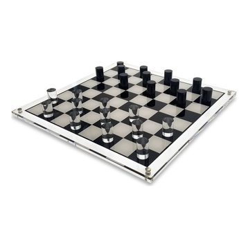 OnDisplay 3D Luxe Acrylic Checkers Set - Luxury Laser Cut Checkers Executive Bo