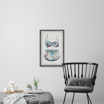"Flamingo Shell Swimsuit" Framed Painting Print