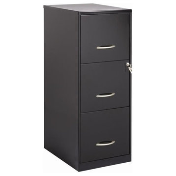 Bowery Hill 3 Drawers Vertical Black Metal Filing Cabinet Pre-assembled