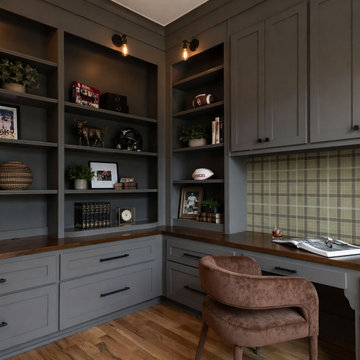 Custom home office with built-in cabinetry