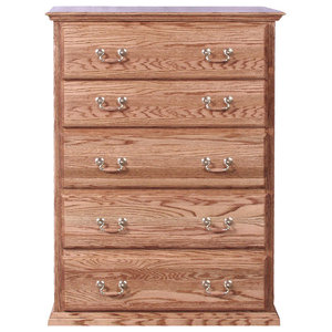 5 Drawer Chest In Country Pine Finish Transitional Dressers