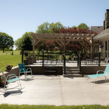 Large Split-Level Patio + Pergola