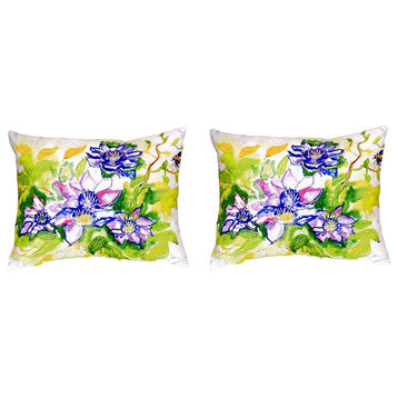 Pair of Betsy Drake Clematis No Cord Pillows 16 Inch X 20 Inch