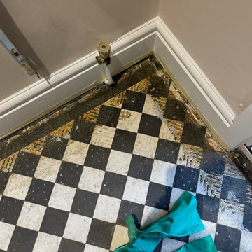 Diamond Pattern Encaustic Tiled Hallway Restoration in Rugby