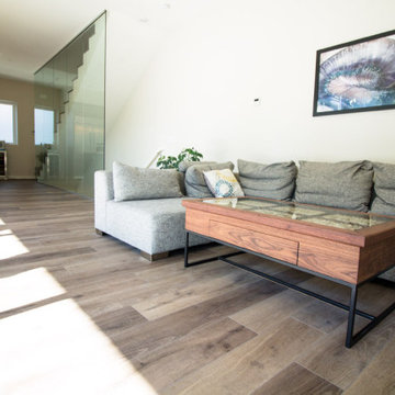 REAS WALNUT, CORK AND STEEL COFFEE TABLE