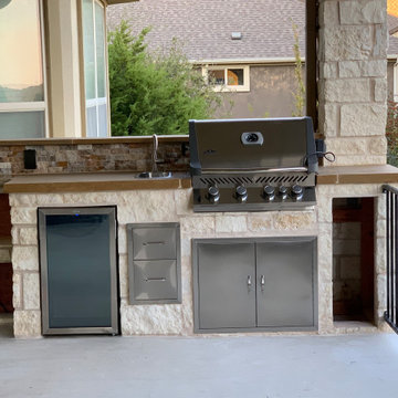 Outdoor Kitchen chopped Limestone Matching The Beautiful Home!!