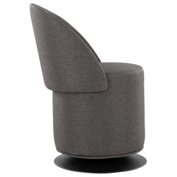 Finch Chair, Black Metal, Charcoal Fabric