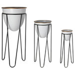 Urban Trends - Round Metal Removable Cone Planter With Gold Lip, Painted White, Set of 3 - UTC planters are made of the finest metals which makes them tactile and attractive. They are primarily designed to accentuate your home, garden or virtually any space. Each planter is treated with a painted finish that gives them rigidity against climate change, or can simply provide the aesthetic touch you need to have a fascinating focal point!!