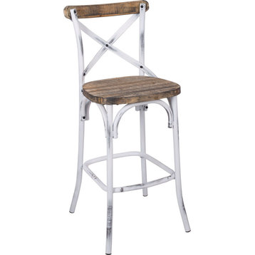 Zaire Bar Chair - Antique White, Antique Oak