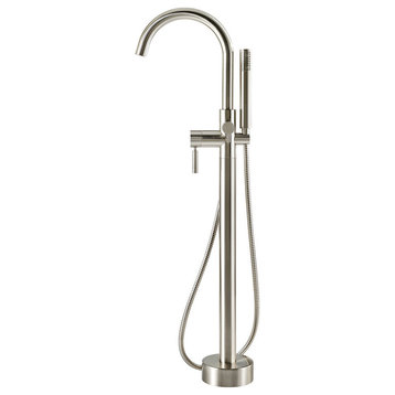 OVE Decors Athena Freestanding Tub Faucet with Hand shower, Satin Nickel