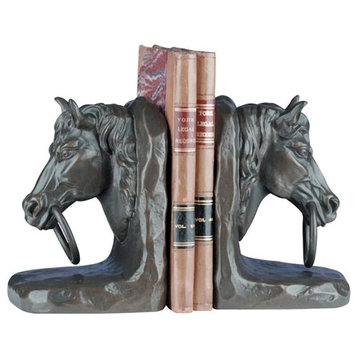 Bookends Ringed Horse Head Equestrian OK Casting Hand Painted