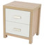 Modern Bedside Table With Oak Finished Frame and 2 White Storage Drawers