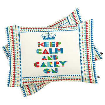 Deny Designs Andi Bird Keep Calm And Carry On Pillow Shams, Queen