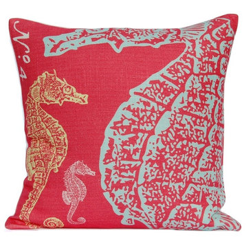 Seahorse Pillow, Coral