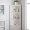 White Corner Bathroom Linen Cabinet with Shelves