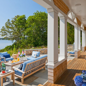 Waterfront Patio & Covered Porch - Salt Pond Tee -Custom Home on Cape Cod, MA