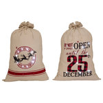 Glitzhome,LLC - 36"H Lighted Burlap Gift Sack, Set of 2 - This Christmas gift sack are one member of our Christmas collection. This set comes with 2 sacks with words at the front side. "EXPRESS DELIVERY FROM THE NORTH POLE" and "DO NOT OPEN AND PEEP UNTIL 25TH DECEMBER". The sacks are made of cotton burlap canvas, making them soft, comfy and durable. This also means that they are REUSABLE, durable eco-friendly and safe to contact with skin or food. CHRISTMAS MUST-HAVE: Your little ones will be overcome with joy and excitement when they see that their presents have arrived straight from the North Pole!