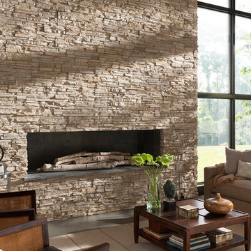 Contemporary Stone Fireplace