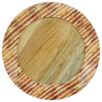 Stripe Rim Design Table Charger, Set of 4, Rust, 13"