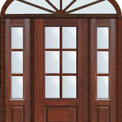 Prehung French Sidelites-Transom Door 80 Fiberglass 3/4 Lite 6 Lite - Patio Doors