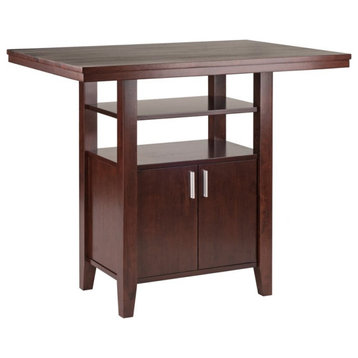 Winsome Albany Solid Wood Counter Height Dining Table in Walnut