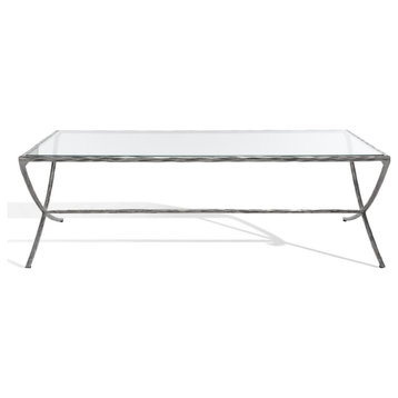 Safavieh Couture Debbie Rectangle Metal Coffee Table, Silver