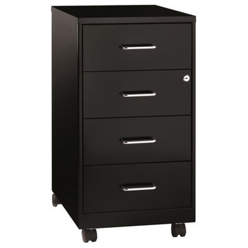 Home Square 2 Piece Mobile Metal Storage Cabinet Set with 4 Drawer in Black